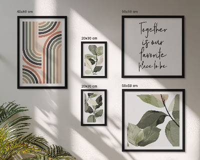 Moderne schilderijen set Stijlvolle bloemenaccenten met geometrische vormen
