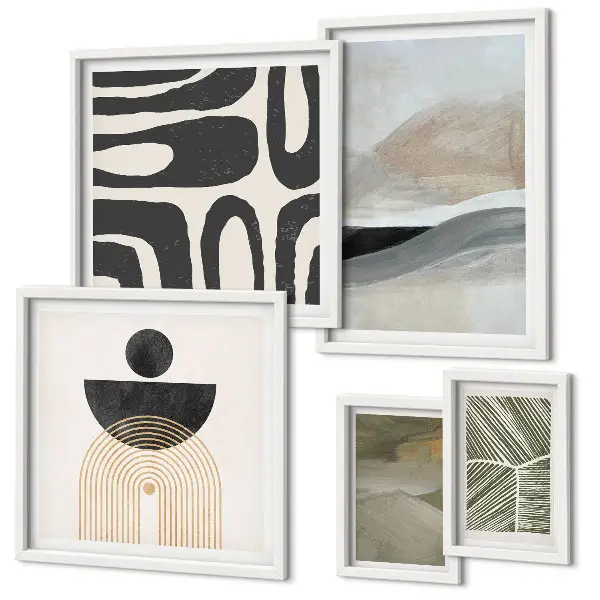 Gallery wall met abstracte patronen in kleur