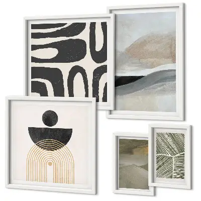 Gallery wall met abstracte patronen in kleur