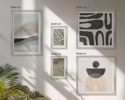 Gallery wall met abstracte patronen in kleur