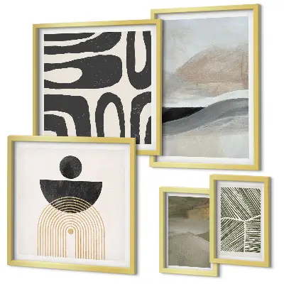Gallery wall met abstracte patronen in kleur