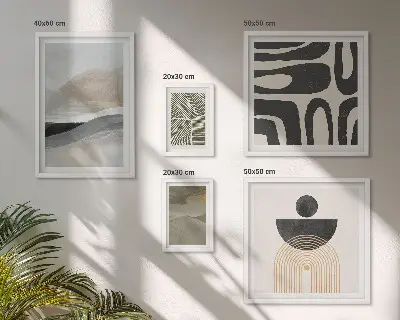 Gallery wall met abstracte patronen in kleur
