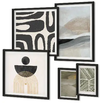 Gallery wall met abstracte patronen in kleur