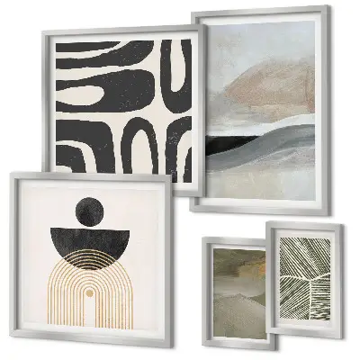 Gallery wall met abstracte patronen in kleur