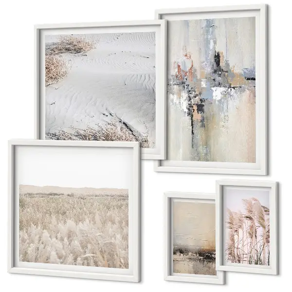 Wanddecoratie compositie in een stijlvolle natuurlijke minimalistische stijl