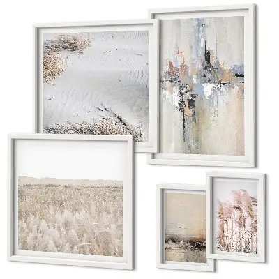 Wanddecoratie compositie in een stijlvolle natuurlijke minimalistische stijl