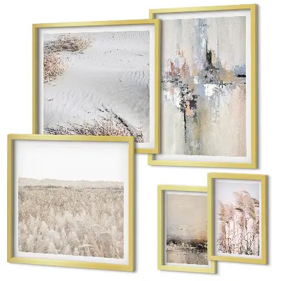 Wanddecoratie compositie in een stijlvolle natuurlijke minimalistische stijl