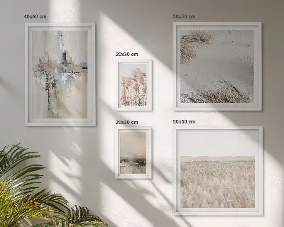 Wanddecoratie compositie in een stijlvolle natuurlijke minimalistische stijl