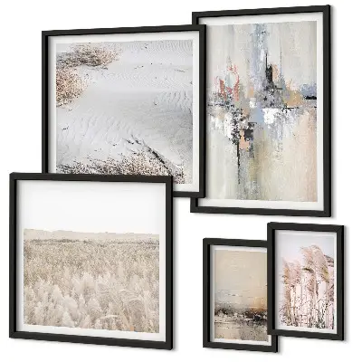 Wanddecoratie compositie in een stijlvolle natuurlijke minimalistische stijl