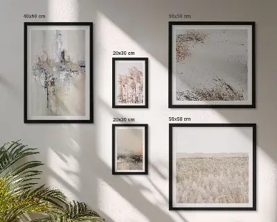 Wanddecoratie compositie in een stijlvolle natuurlijke minimalistische stijl
