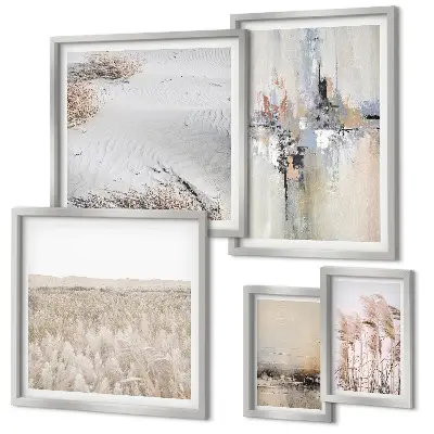 Wanddecoratie compositie in een stijlvolle natuurlijke minimalistische stijl