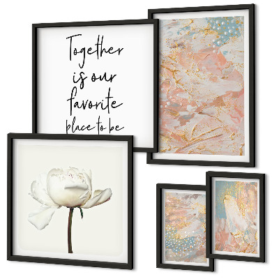 Moderne schilderijen set Abstracte bloemen met slogans