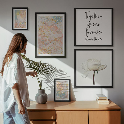 Moderne schilderijen set Abstracte bloemen met slogans