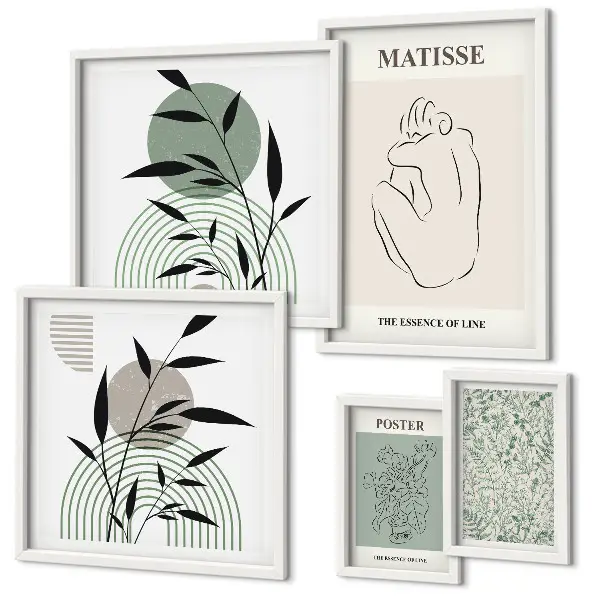 Wanddecoratie met planten stijlvolle compositie van afbeeldingen
