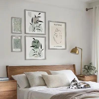 Wanddecoratie met planten stijlvolle compositie van afbeeldingen