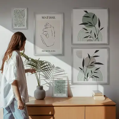 Wanddecoratie met planten stijlvolle compositie van afbeeldingen