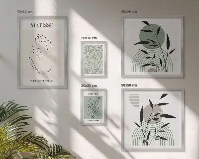 Wanddecoratie met planten stijlvolle compositie van afbeeldingen