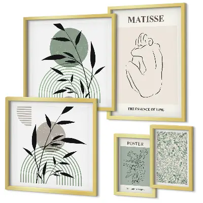 Wanddecoratie met planten stijlvolle compositie van afbeeldingen
