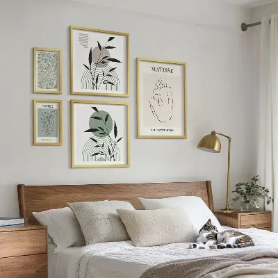Wanddecoratie met planten stijlvolle compositie van afbeeldingen