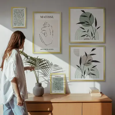 Wanddecoratie met planten stijlvolle compositie van afbeeldingen