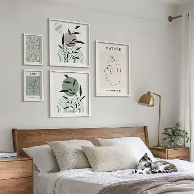Wanddecoratie met planten stijlvolle compositie van afbeeldingen