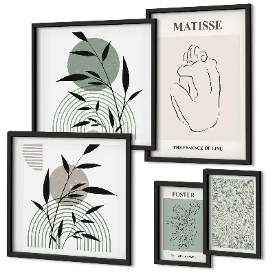 Wanddecoratie met planten stijlvolle compositie van afbeeldingen