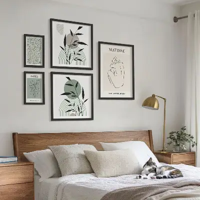 Wanddecoratie met planten stijlvolle compositie van afbeeldingen
