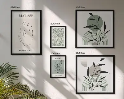 Wanddecoratie met planten stijlvolle compositie van afbeeldingen