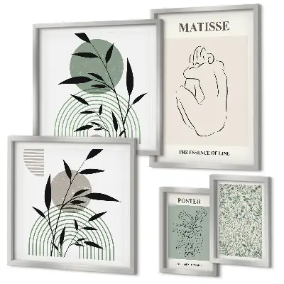 Wanddecoratie met planten stijlvolle compositie van afbeeldingen