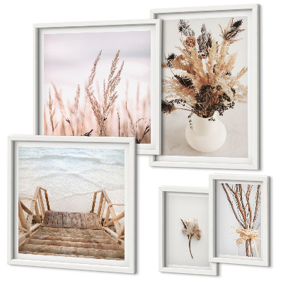 Wanddecoratie compositie Stijlvolle gedroogde planten en water