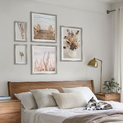 Wanddecoratie compositie Stijlvolle gedroogde planten en water