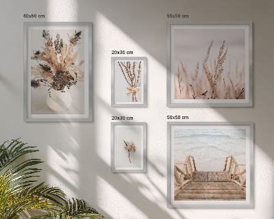 Wanddecoratie compositie Stijlvolle gedroogde planten en water