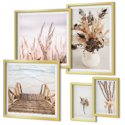 Wanddecoratie compositie Stijlvolle gedroogde planten en water