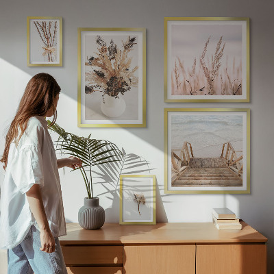 Wanddecoratie compositie Stijlvolle gedroogde planten en water