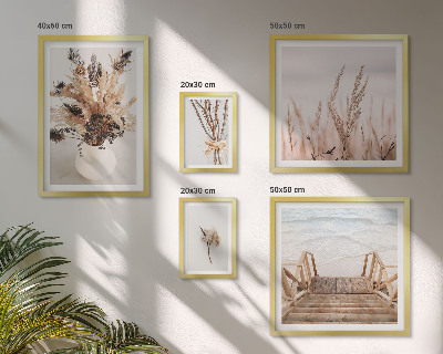 Wanddecoratie compositie Stijlvolle gedroogde planten en water