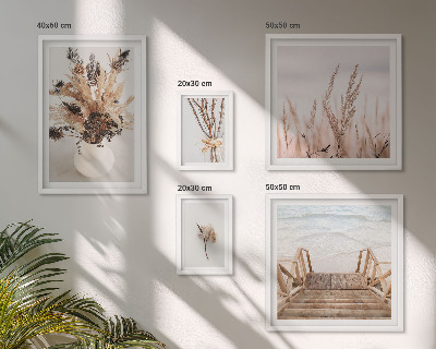 Wanddecoratie compositie Stijlvolle gedroogde planten en water
