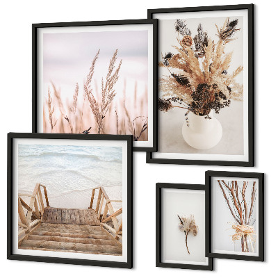 Wanddecoratie compositie Stijlvolle gedroogde planten en water