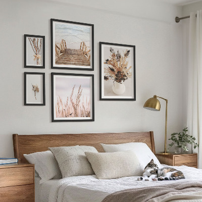 Wanddecoratie compositie Stijlvolle gedroogde planten en water