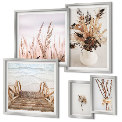 Wanddecoratie compositie Stijlvolle gedroogde planten en water