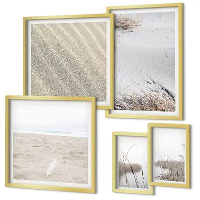 Set van moderne schilderijen met minimalistische strandmotieven