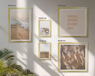 Gallery wall met citaten over het leven in kustlandschappen