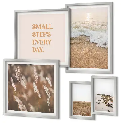 Gallery wall met citaten over het leven in kustlandschappen