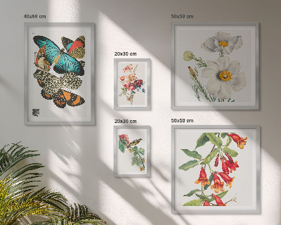 Wanddecoratie compositie Bloemen, vlinders, vogels, vintage decoraties