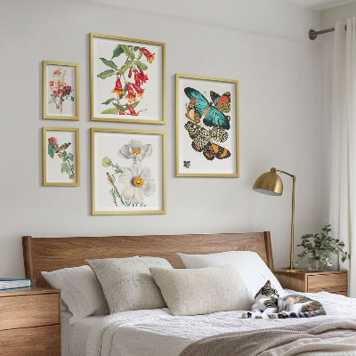 Wanddecoratie compositie Bloemen, vlinders, vogels, vintage decoraties