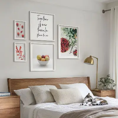Wanddecoratie compositie met fruit en planten