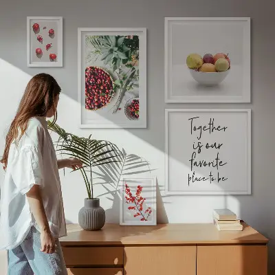 Wanddecoratie compositie met fruit en planten