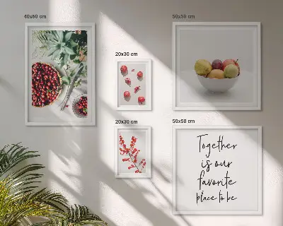 Wanddecoratie compositie met fruit en planten