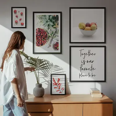 Wanddecoratie compositie met fruit en planten