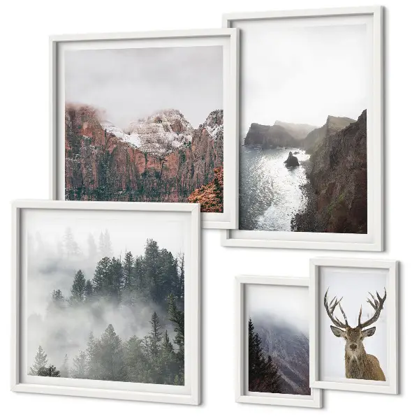Moderne schilderijen set met natuurlandschappen