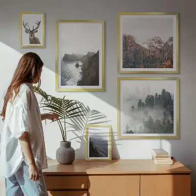 Moderne schilderijen set met natuurlandschappen